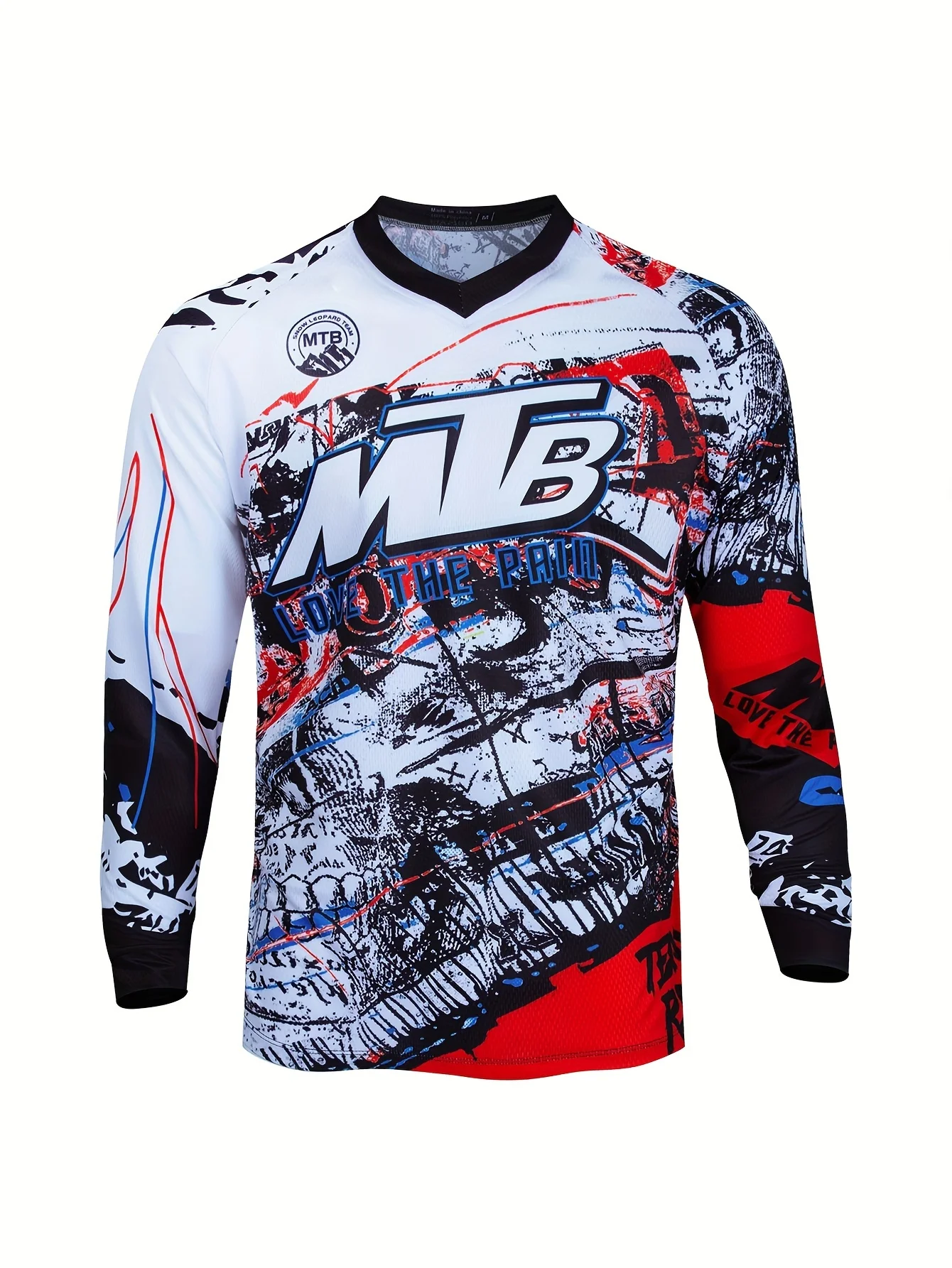2026 Spring and Autumn MTB Casual Long-Sleeved T-shirt for Men and Women Fashionable  Trendy V-Neck Motorcycle T-shirt