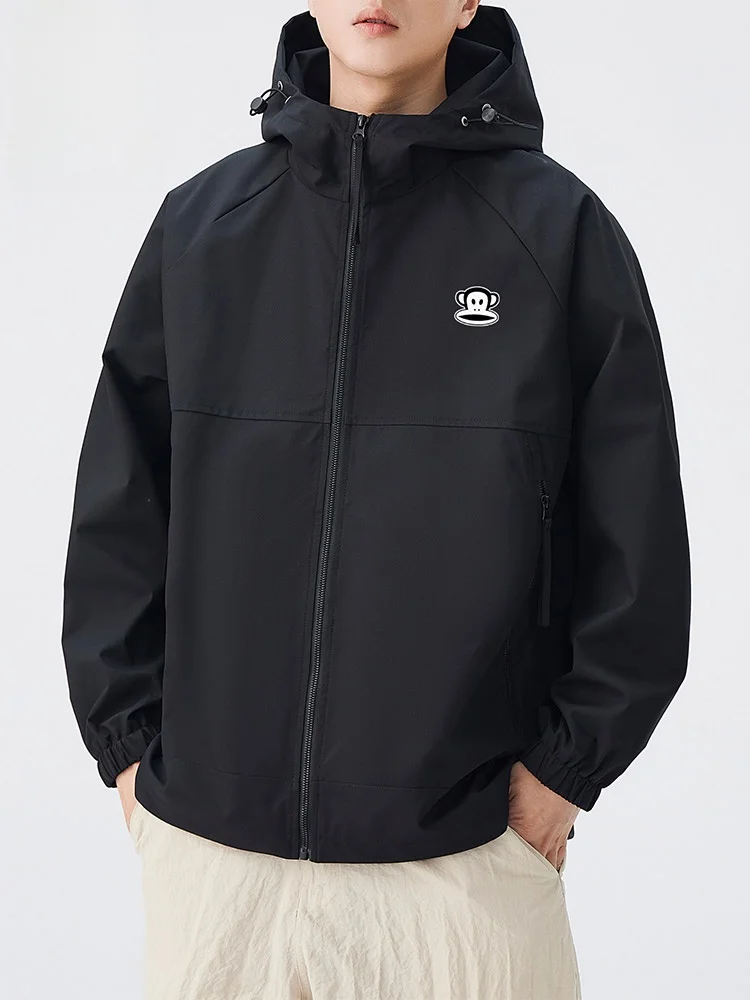 

Куртка Paul Frank M для активного отдыха, осенняя новинка, свободная, с капюшоном, с принтом Monkey Mouth, большого размера M, модная верхняя одежда