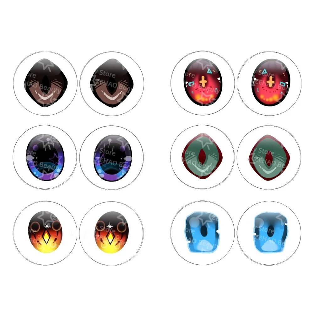Different Types Of Eyes 12Pcs Doll Glass Eye Chips Cabochon 10MM-40MM Handmade Girl Toy Drop Glue Eye DIY Blyth BJD Doll JD014