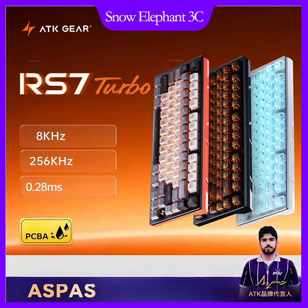 

ATK RS7 V2 Ультрамагнитная коммутационная клавиатура 8000 Гц с ЧПУ Игровой проводной настольный ПК Настраиваемая механическая клавиатура с раскладкой 75%