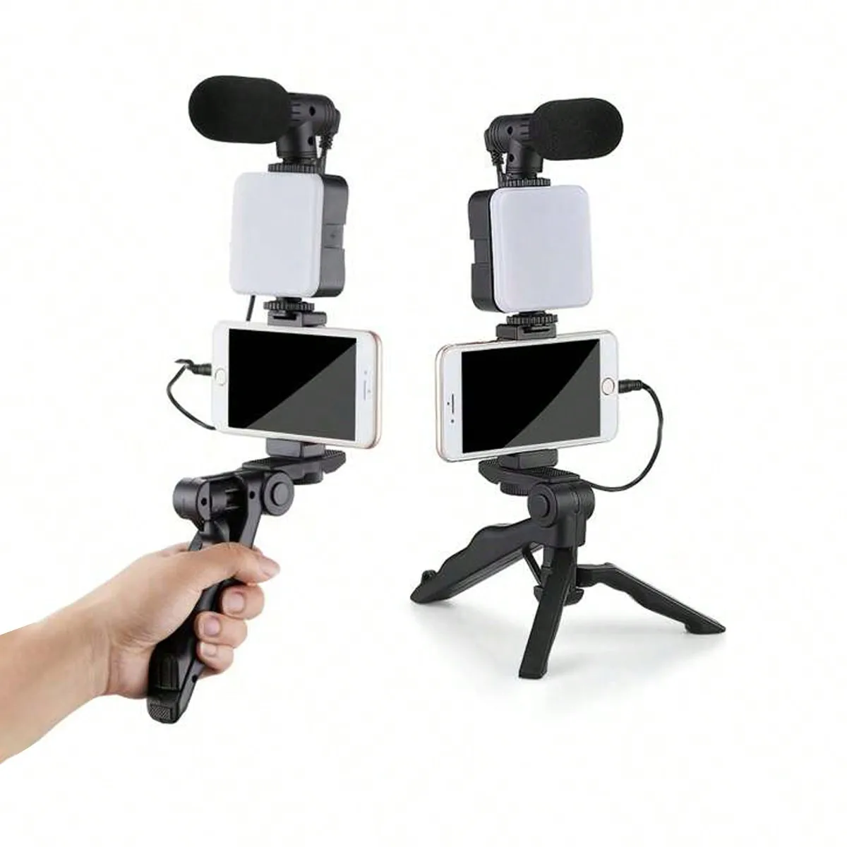 Mobile Phone Microphone Light Kit Portable Mobile Phone Tripod Fill Light Microphone Kit