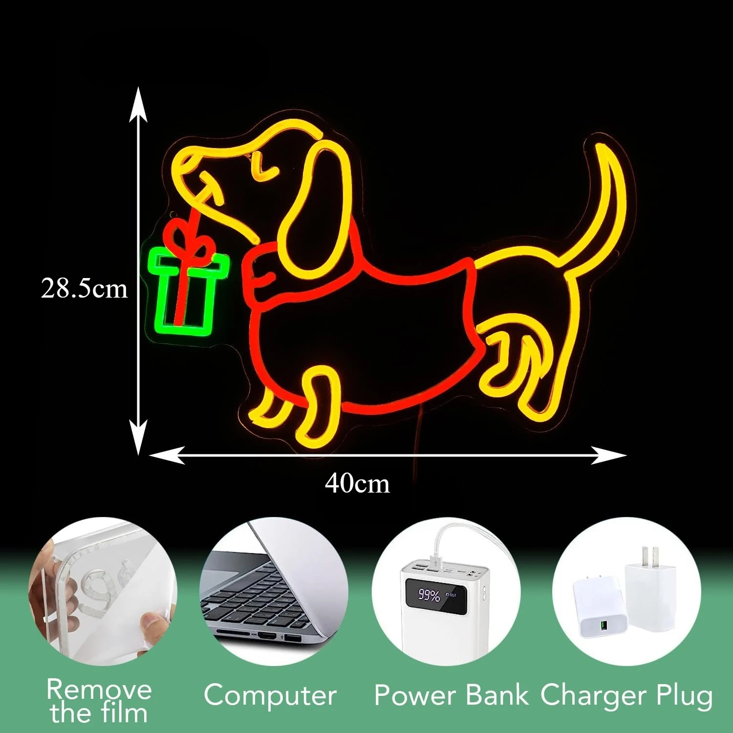 USB Dimmable Dachshund Neon Sign LED Light for Home Bar Party Bedroom Decor Romantic Cute Animal Wall Art Gift Idea Warm Glow