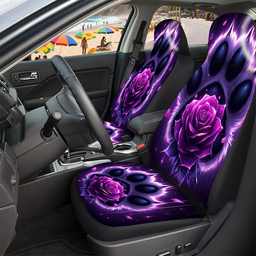 Car Seat Covers - Halloween Christmas New Year Easter Lucky Gift For Friends Premium Paw Print Rose Petals Design Fit For Cars