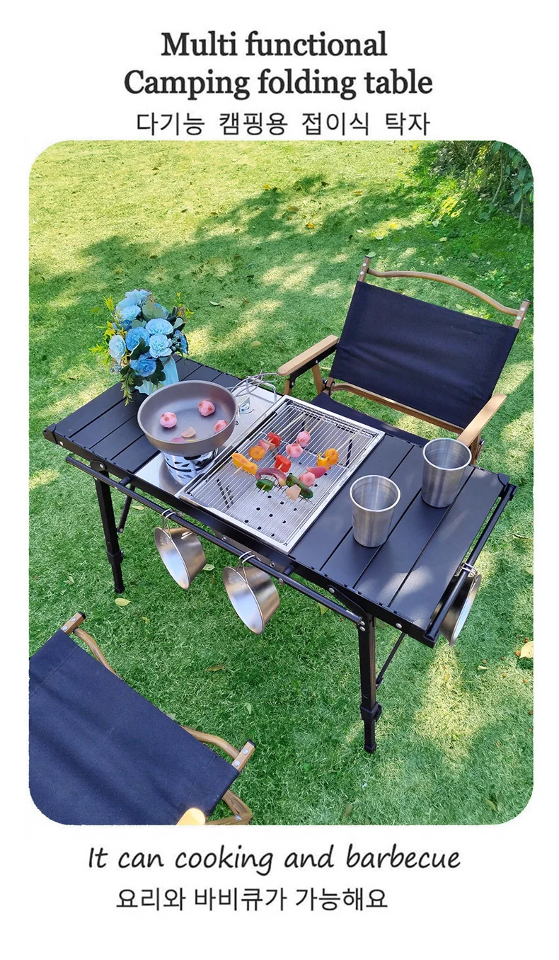 Lohascamping Lightweight Camping Folding Multifunctional IGT Table Roll Brazier Table Adjustable Leg Desktop Burner BBQ Table