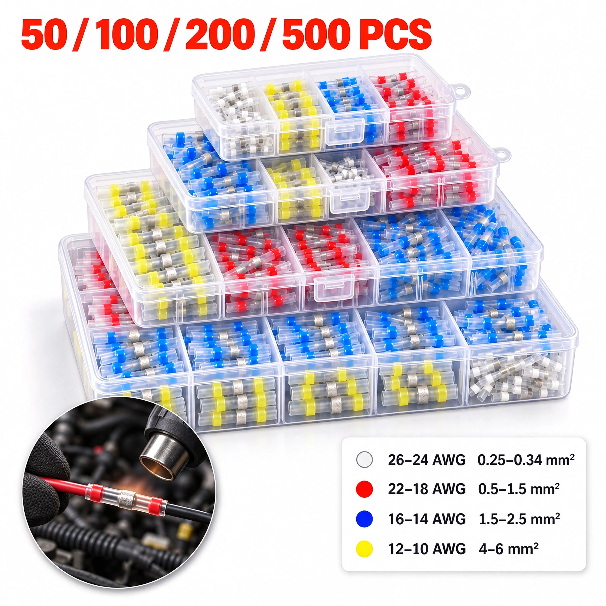 Welding Ring Heat Shrink Terminal, IP67 Waterproof, Electrical Equipment Connection Heat Shrink Tube, Wire Connector Terminal