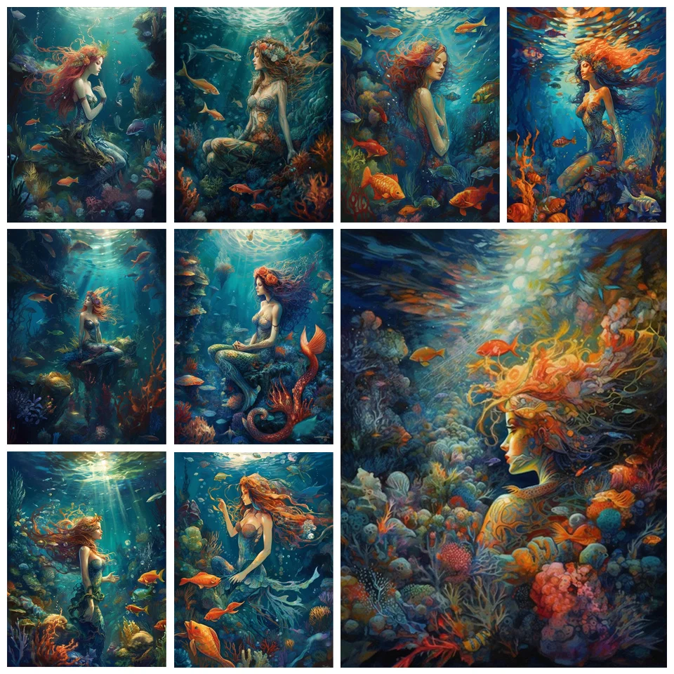 Diamond Painting New Collection 2024 Mermaid 5D DIY Diamond Mosaic Embroidery Art Fish Woman Cross Stitch Kits Home Decor GG500