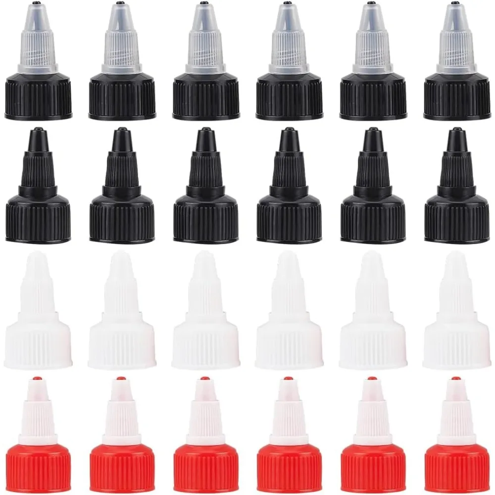 48 Pack Twist Bottle Cap 20/410 Dispensing Bottle Cap 4 Styles PP Plastic Squeeze Replacement Caps for Squeeze making kit