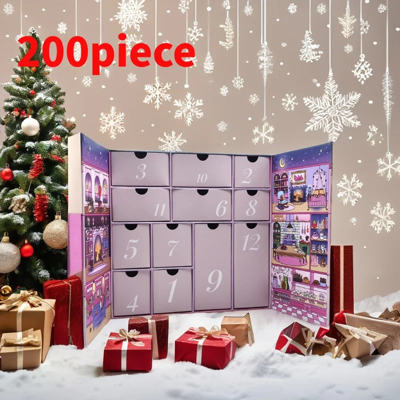 

20 0piece.Custom.Custom Luxury Personalized Beauty Packaging 12 Days Drawers Empty Advent Calendar Boxes Jewelry C