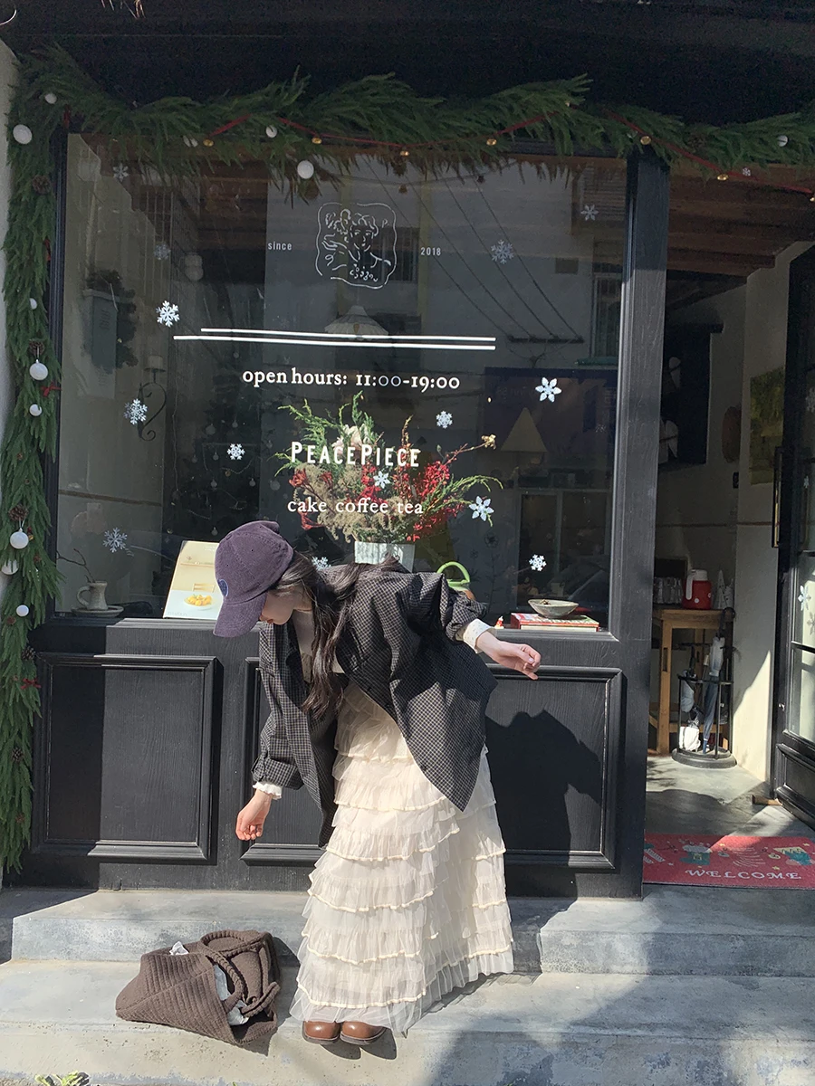 Südkorea Dongdaemun Frühling Neue Fee Kleid Schichten Mesh Spitze Mittellangen Puffy Kuchen Rock für Frauen Tiered Rock a660