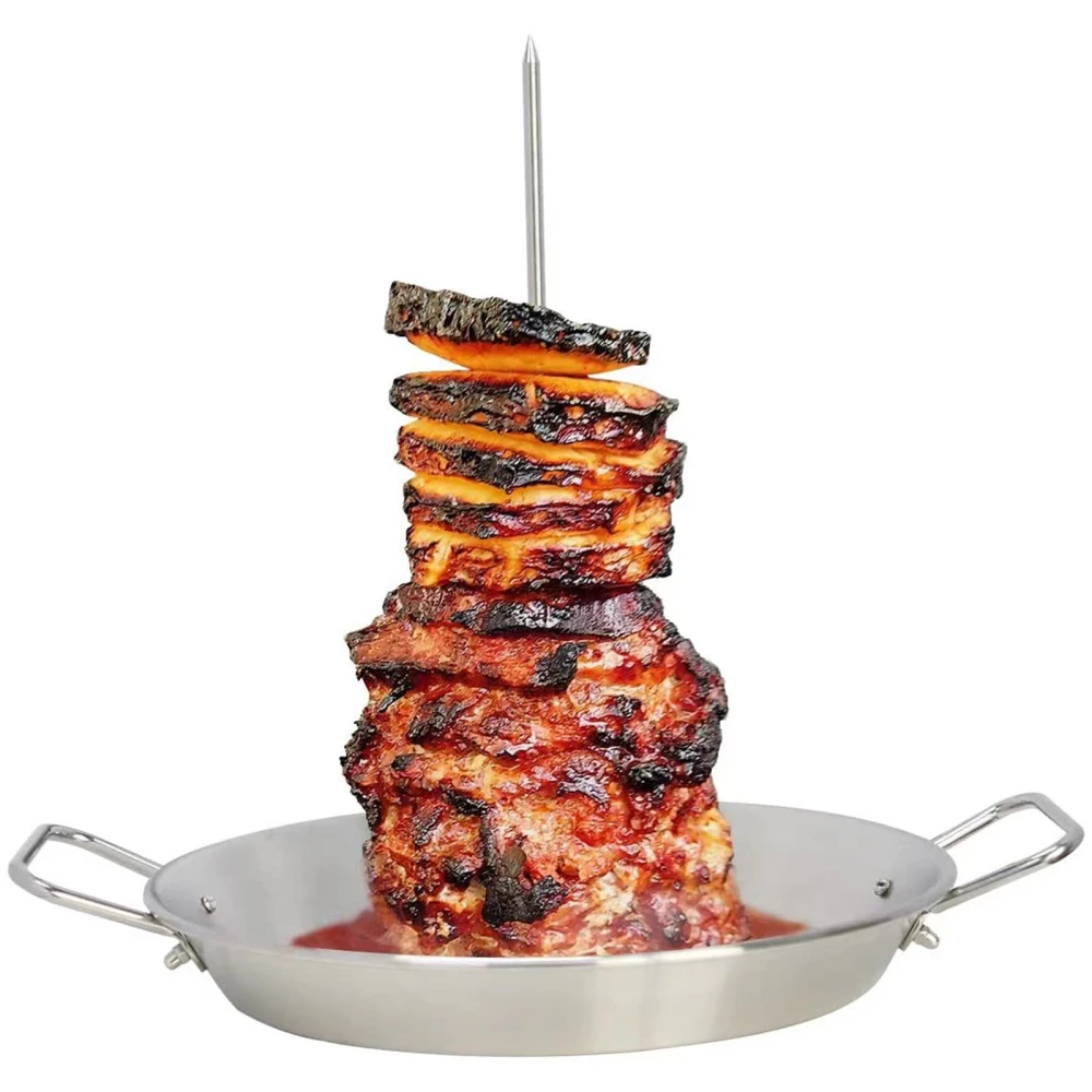 

Vertical Skewer Gyros- BBQ Grilling Accessory Metal With 3 Removable Spikes Kabobs Shawarma Chicken Portable For Kebabs