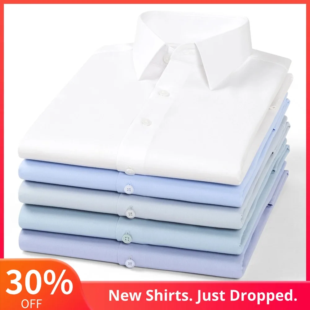 

Men's Sleek Stretch Silk Modal Dress Shirt - Breathable Comfort Easy Care Classic Collar Long Sleeve Solid Casual Man Clothes