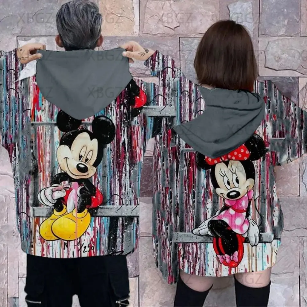 Disney-Sweats à capuche Minnie Mouse pour hommes et femmes, sweat-shirt pour femmes, vêtements pour femmes, haut pour couple, tenue Y2K, sweat à