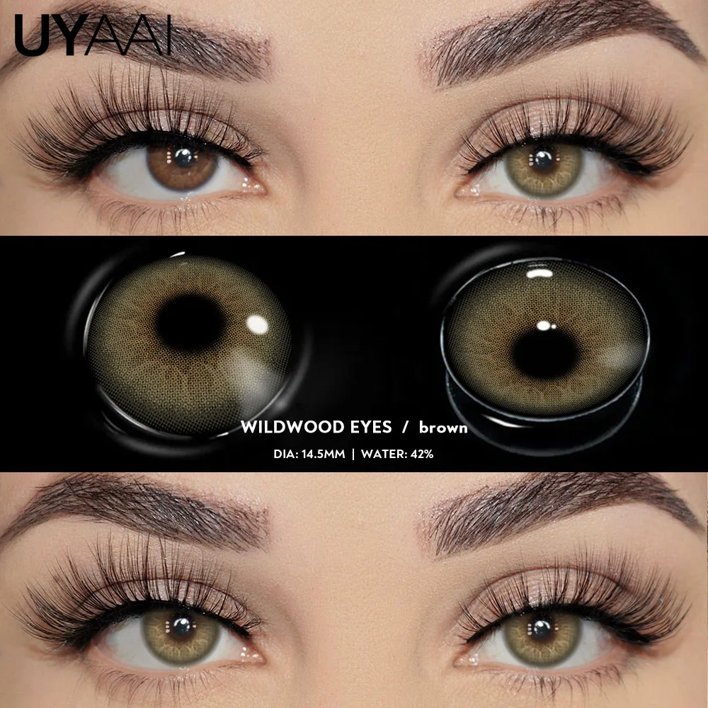 UYAAI 1 Paar natürliche grüne Farbkontaktlinsen für Augen, braune Linsen, Linsen für ein ganzes Jahr, schöne graue Augen, schneller Versand