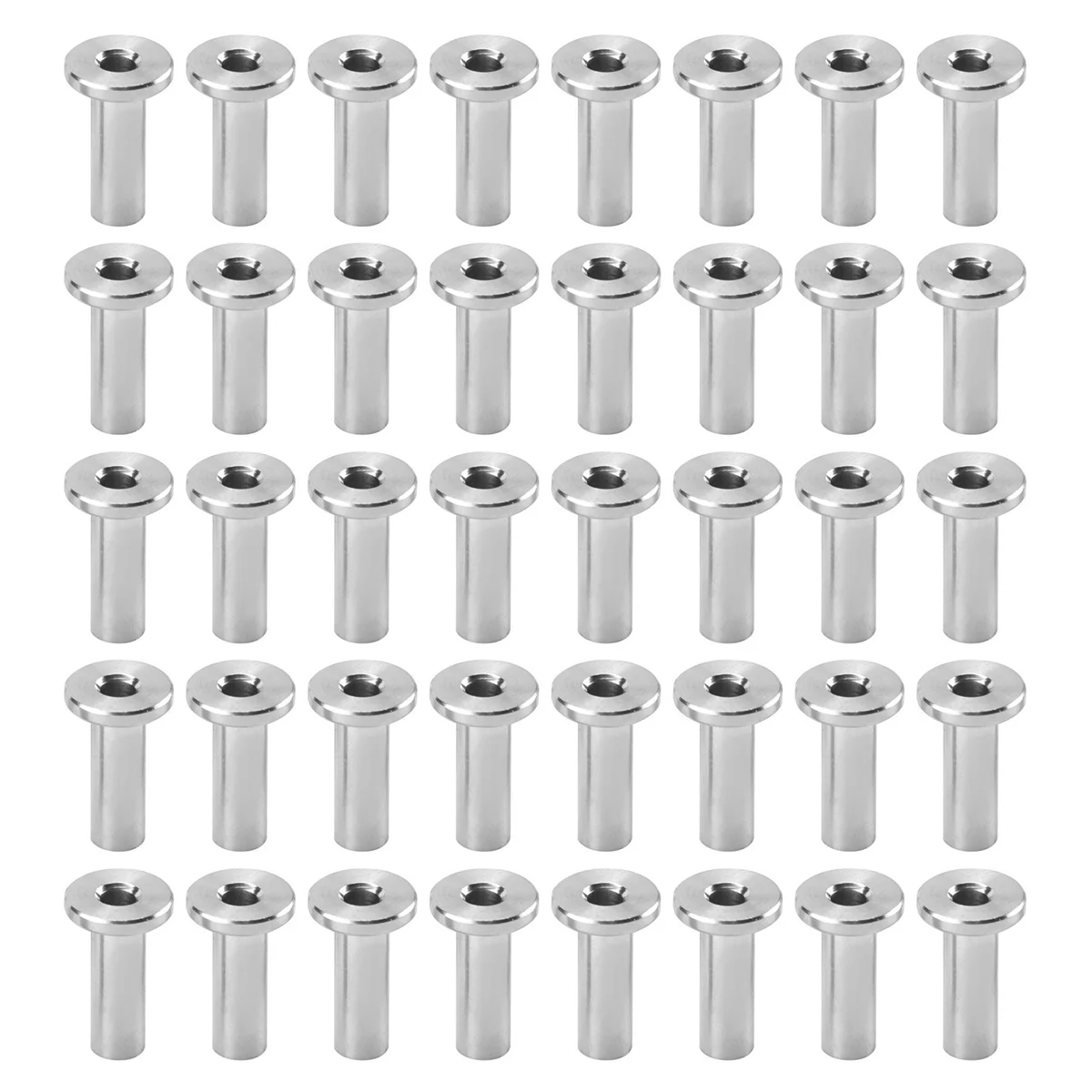 Mangas protectoras de acero inoxidable, Kit de ojal para Cable de 1/8 pulgadas, 40 piezas