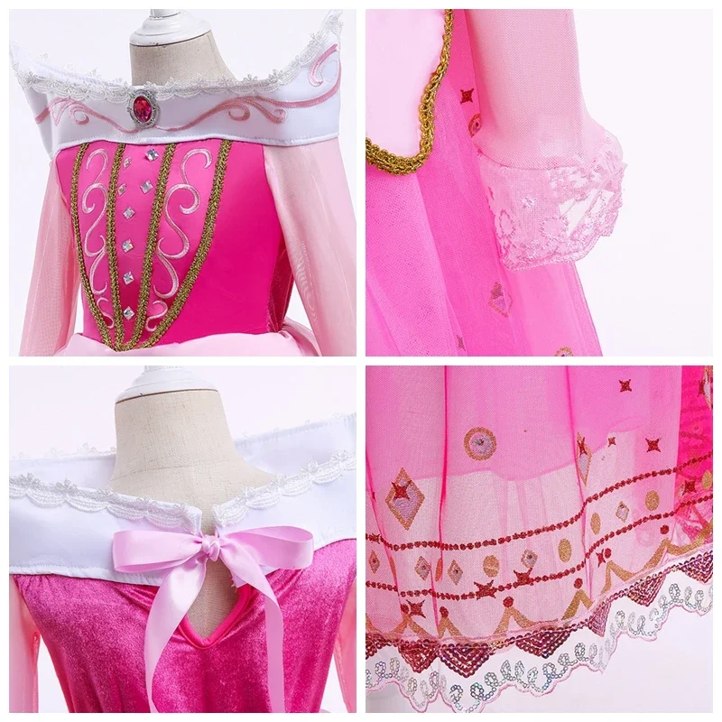 Sleeping Beauty Carnival Dress up Girls Aurora Cosplay Halloween Apparel Pink Princess Toddler Christmas Ball Gown image 3