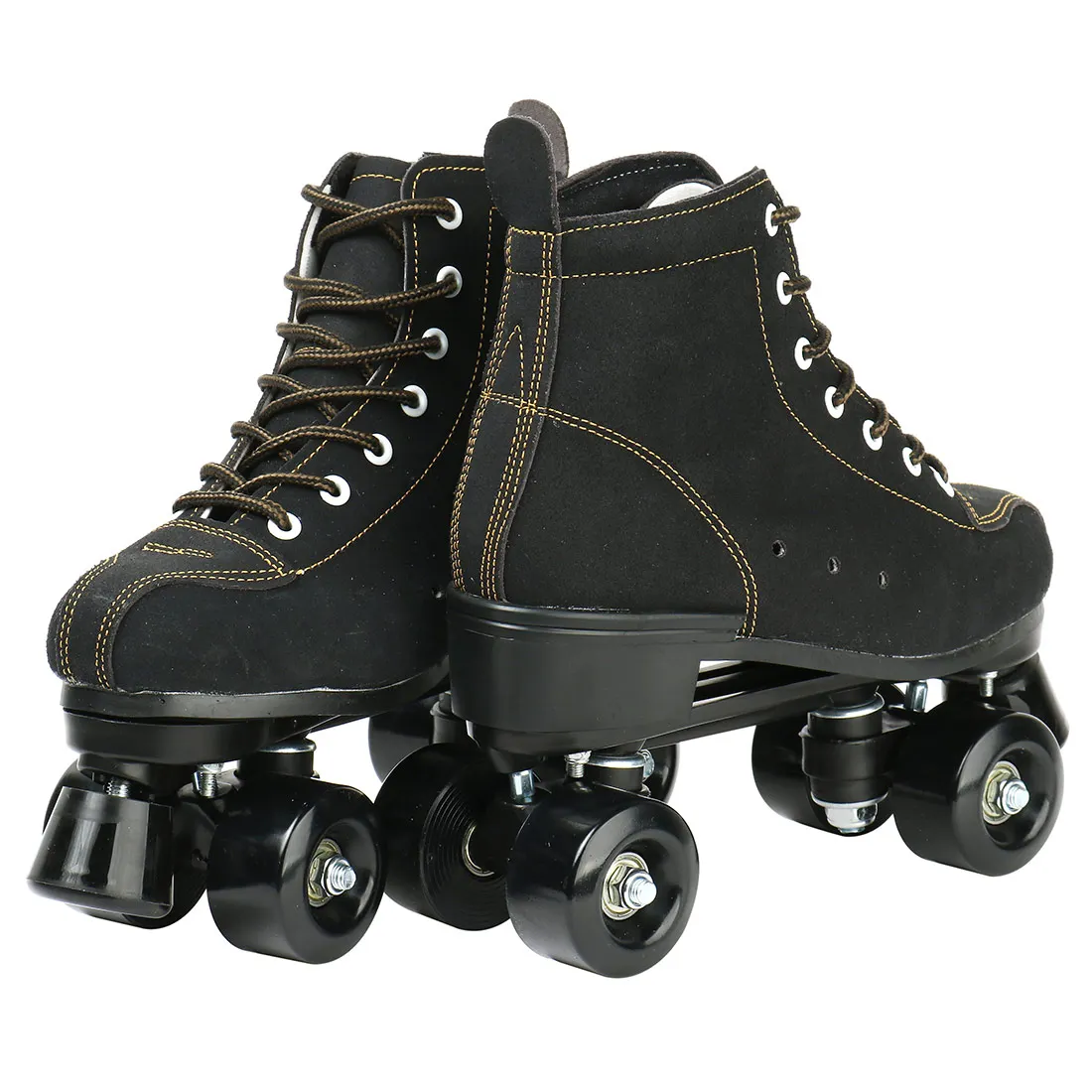 Artificial Leather Suede Roller Skates Double Line Skates Adult Women Men Two Line Skating Shoes Patines With Black PU 4 Wheels