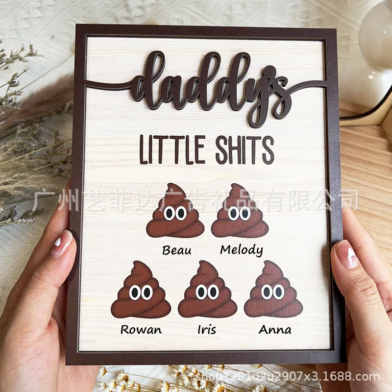 Creative Father's Day Wooden Crafts Ornament Send Dad Wooden Photo Frame Souvenir Personalized Wooden Plate