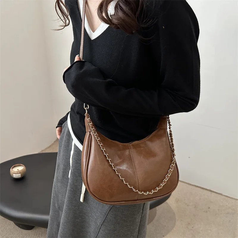

Women's Shoulder Bag Fashion Hand Bags PU Wallet Portable Tote Handbags Casual for Commute Daily Half Moon Crossbody Bags