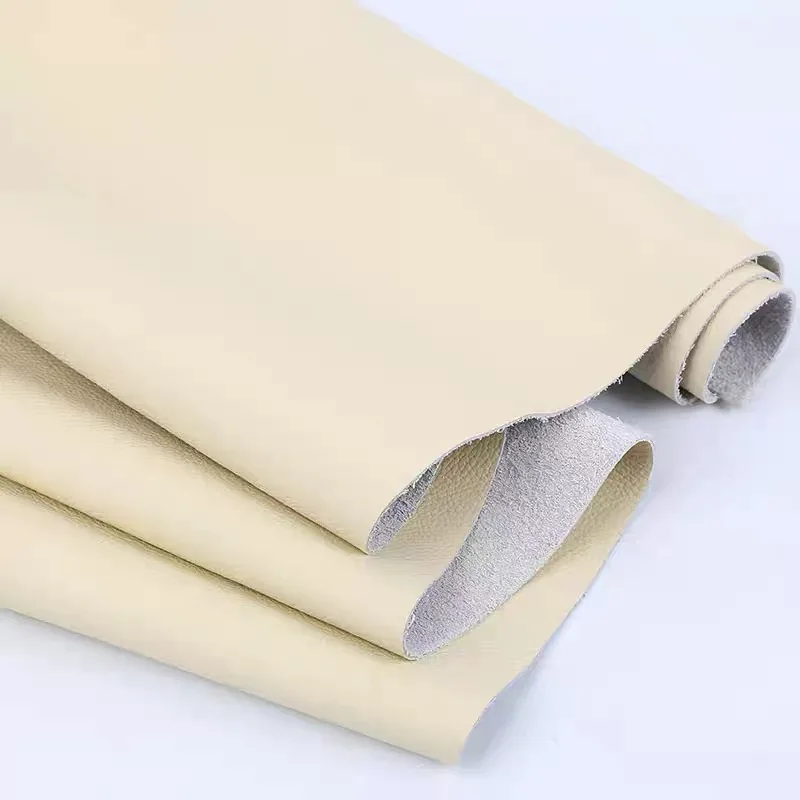 Thin cowhide material, beige, whole genuine leather, bedside sofa, soft bag, car door panel, gear lever cover, fine grain soft c - view 5