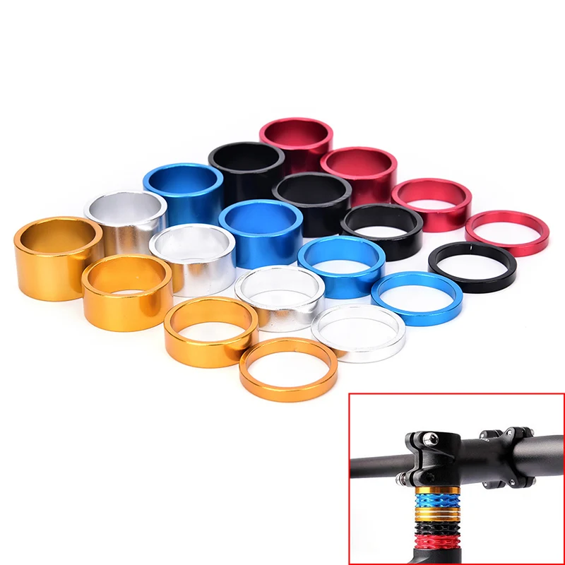 4PC/set Bicycle Headset Spacer 5MM 10MM 15MM 20MM Bike Handlebar Stem Spacers 28.6MM Aluminum Alloy Headset Stem Spacer Set