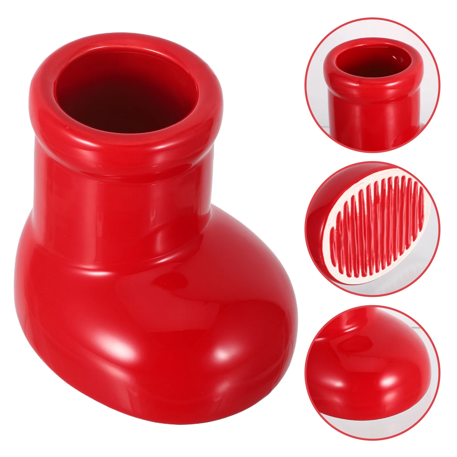 

Red Boot Ceramic Vase Christmas Decor Table Centerpiece Flower Holder Living Room Office Decorative Flower Vase