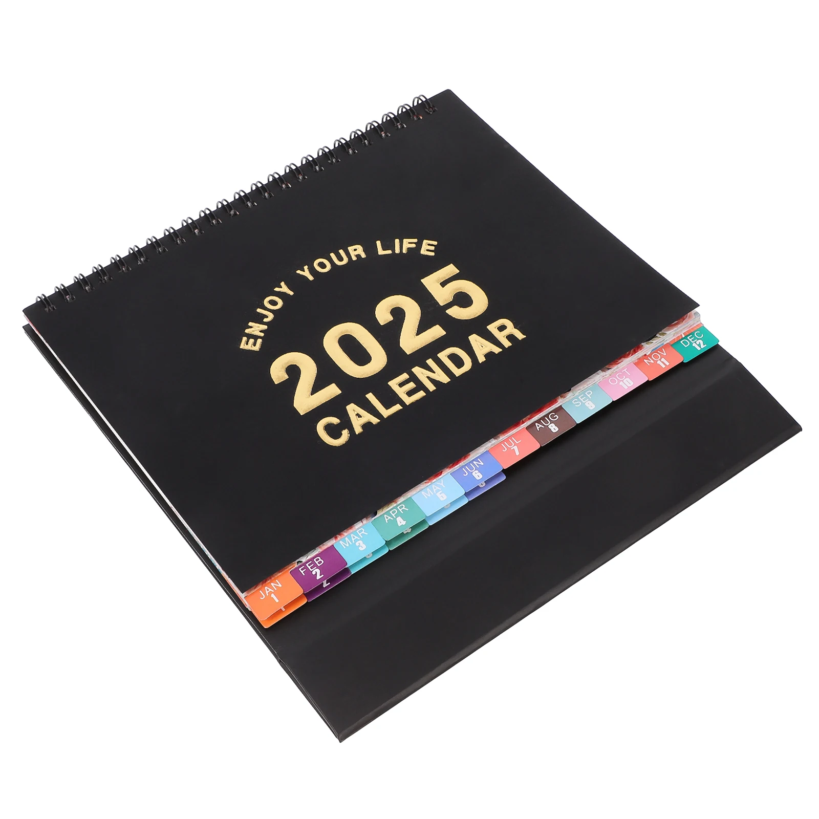

English Version Desk Calendar Planner Monthly Small Standing Flip Black Office 2025 Compact Schedule Tent Yearly Room