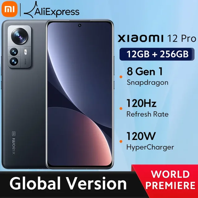 Xiaomi 12 Pro Global Version 12GB 256GB NFC Snapdragon® 8 Gen 1 Octa Core  120Hz Refresh 50MP Camera 120W Charging