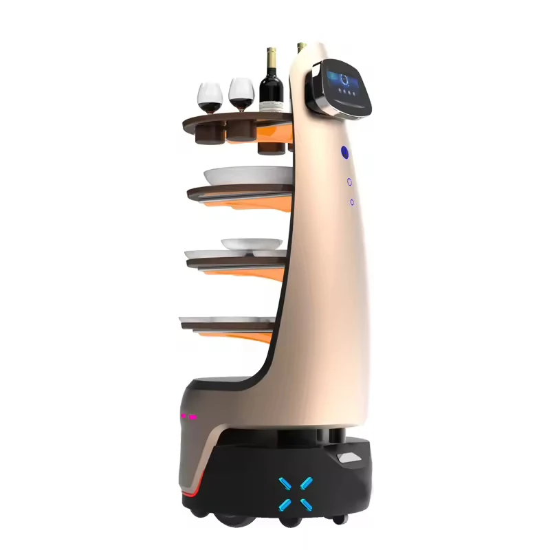 Custom Made  Autonomous Charging Restaurant Food Serving Delivery Robot with Laser Navigation