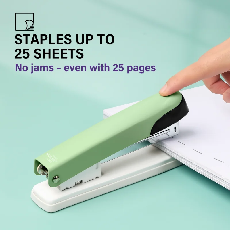 Cucitrice da tavolo in metallo HUAJIE da 6,5 pollici, capacità di 25 fogli, include 1000 graffette, durevole per ufficio e uso domestico