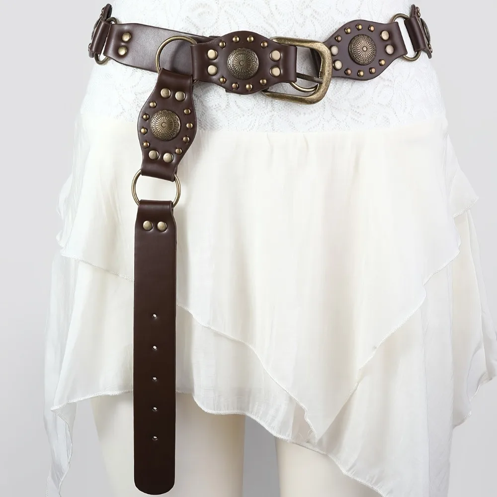 

Retro American Hot Girl Rivet Patchwork Wide Belt - Unique Trendy Punk Metal Buckle Waist Cinch Belt