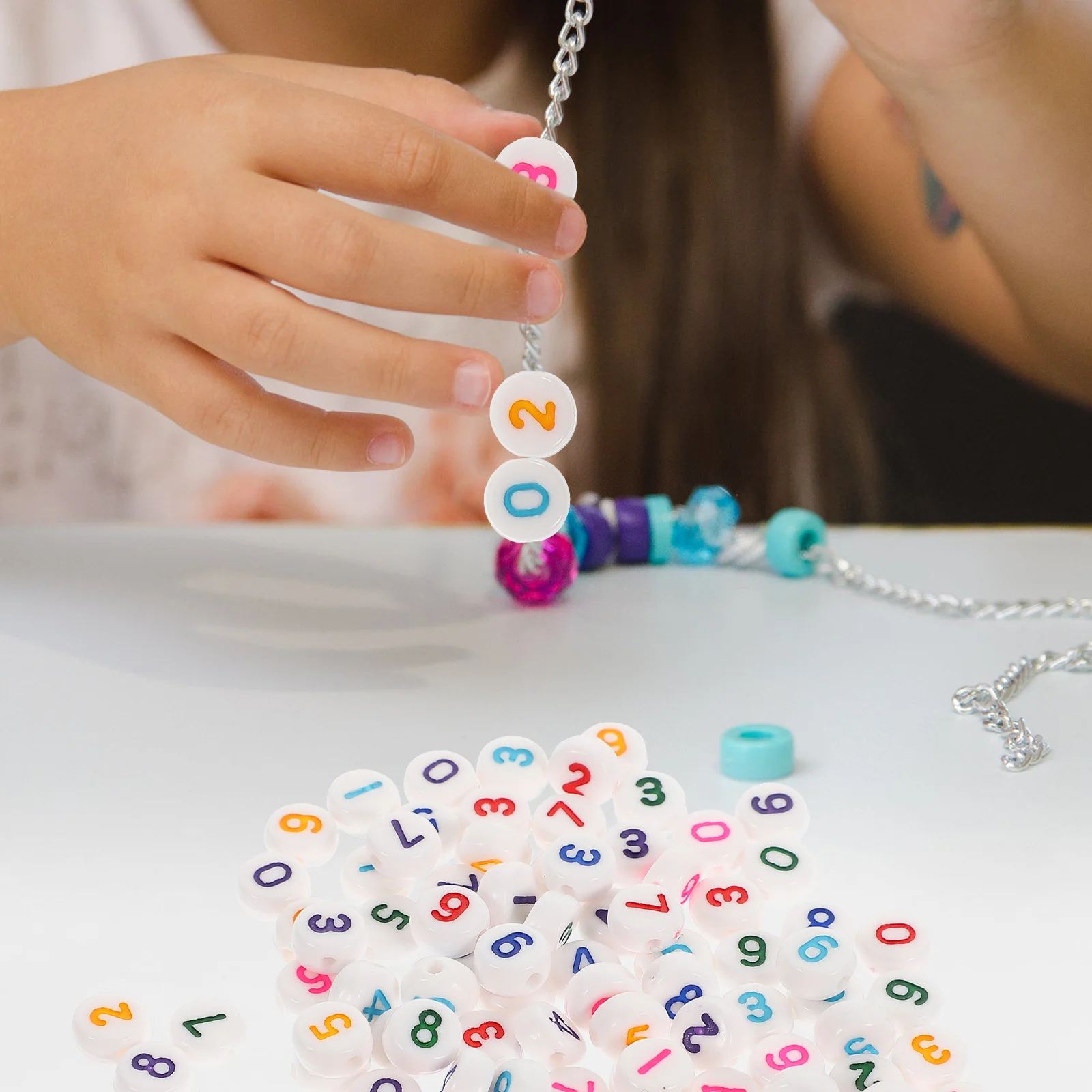 

100Pcs Acrylic Number Beads DIY Loose Beads for Bracelet Making Stylish Jewelry Craft Accessories Handmade Crafts