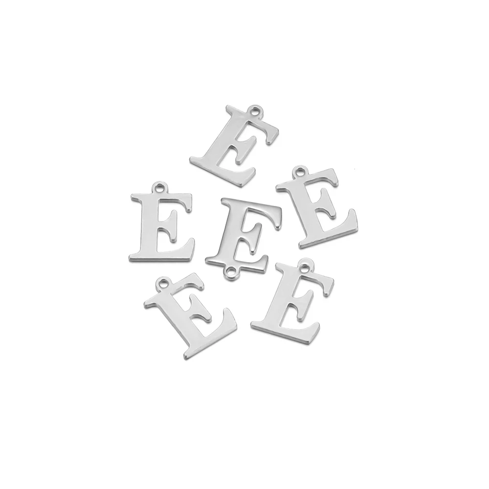 50pcs Stainless Steel 26 Letter Pendant Alphabet Charms Necklace Pendant Bracelet Making Earring Findings DIY Name Jewelry