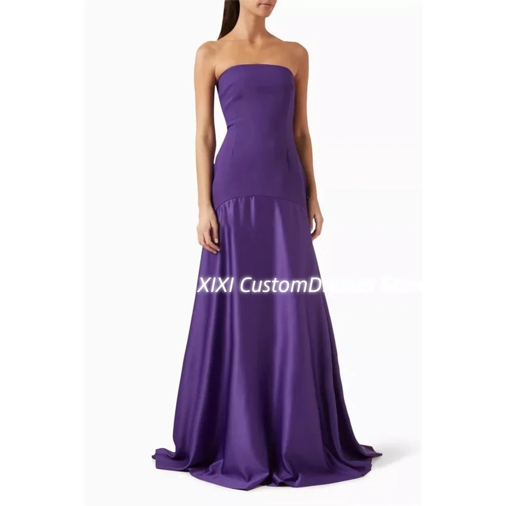 Customized Wedding Party Dress A-Line Strapless Formal Occasion Dresses Floor-Length Zipper Up Sleeveless Dress Women Elegant