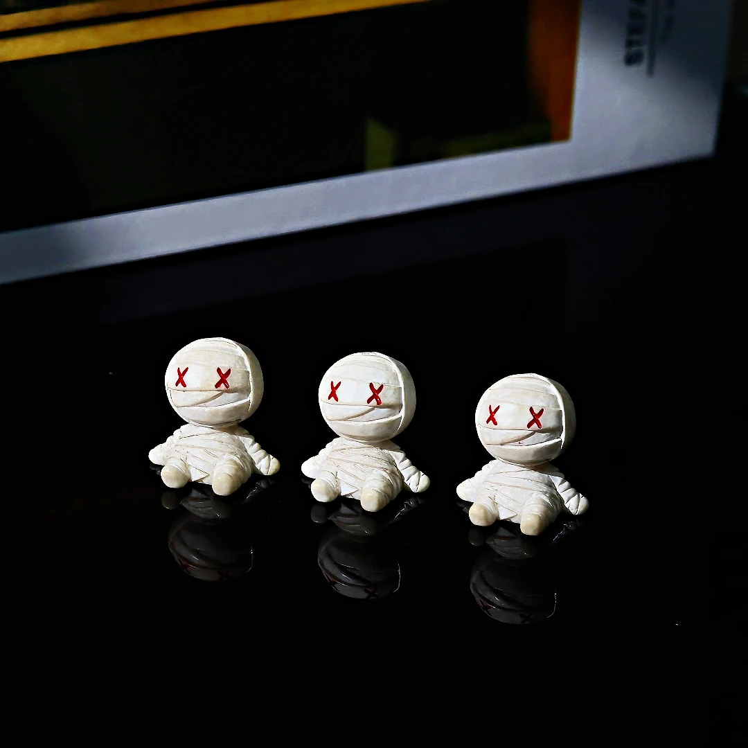 3/5PCS Mini Resin Mummy Figurines, Exquisite Horror Themed Desktop Decor for Halloween and Home Office Decoration