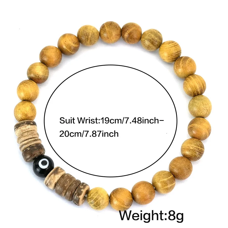 Vintage Evil Eye Beads Bracelet Men Tibetan Buddhist Meditation Simple Jewelry Wooden Prayer Beads bracelet