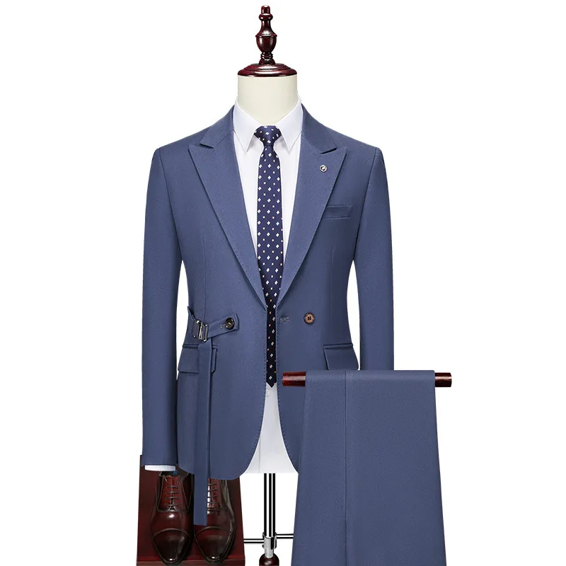 Europe and The United States New Men's Double-button Two-piece Business Suit Suit Men's Leisure Suit Groom and Groomsman Dress.