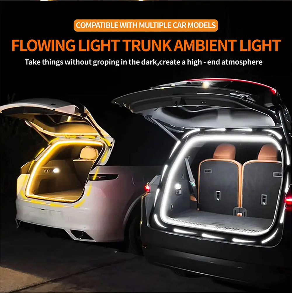 Tira de luces LED para maletero de coche, material de PVC impermeable, flexible, encendido/apagado automático, instalación oculta, universal para modelos MPV/SUV.