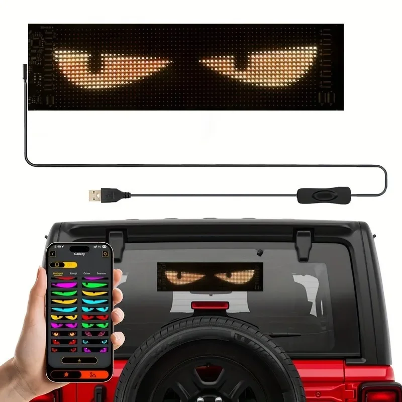 Devil's Eye LED DIY Patterns and Text LED Car Signs APP Control and Remote Control Suitable for Auto Shops Hotels and Halloween