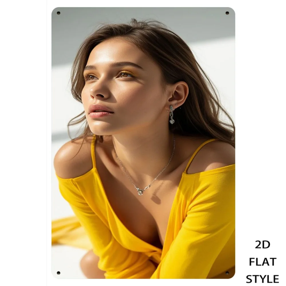 

Retro Woman Portrait Iron Sign, Metal Wall Decor 8x12in Modern Minimalist Home Art Print