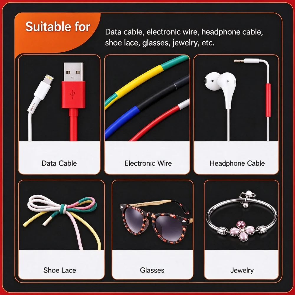 900PCS Black Halogen-Free Heat Shrink Tubing Kit Waterproof 2:1 Shrink Cable Insulation Sleeve Set for Electrical Wire Repair