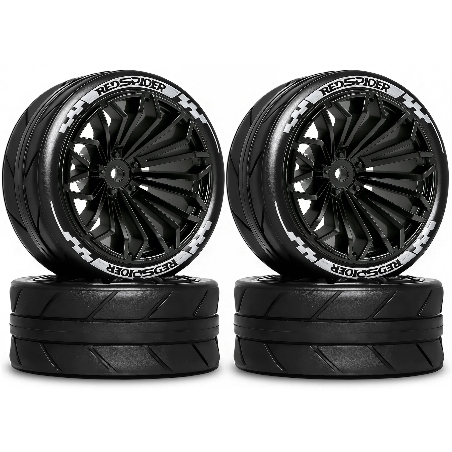 1/10 RC On-Road-Reifen OD 2,55'' Kunststoffräder 12mm Sechskant für 1:10 Renn- und Tourenwagen Tamiya TT01 HPI KYOSHO HSP PTG2