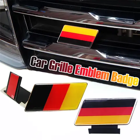 Car German Flag Grille Emblems Badge Front Grill Badge Universal Aluminum Alloy Bumper Sticker for Benz Golf VW Volkswagen Audi