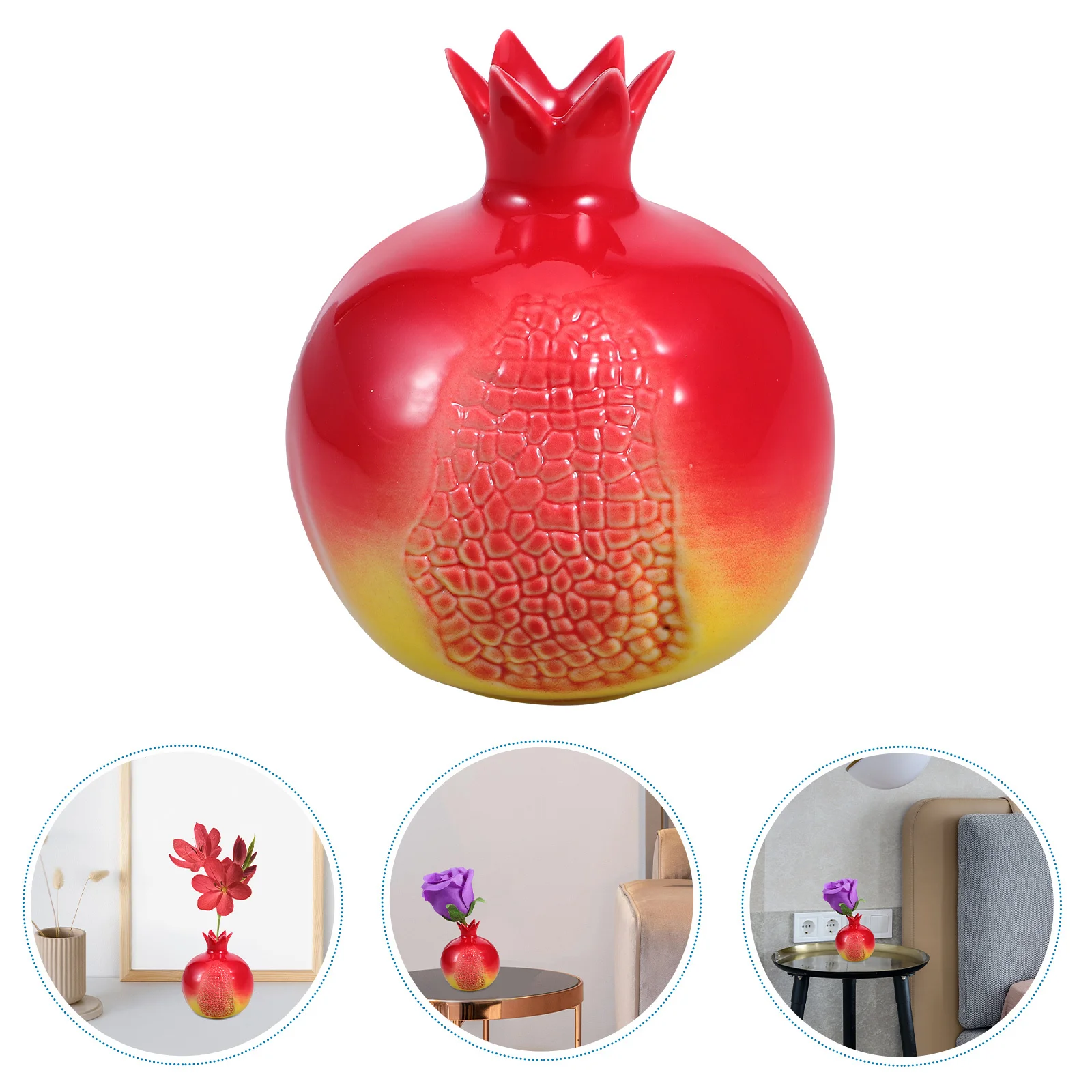 

Pomegranate Shaped Ceramic Vase Artificial Fruit Inspired Decorative Flower Vase for Table Centerpiece Home Living Room