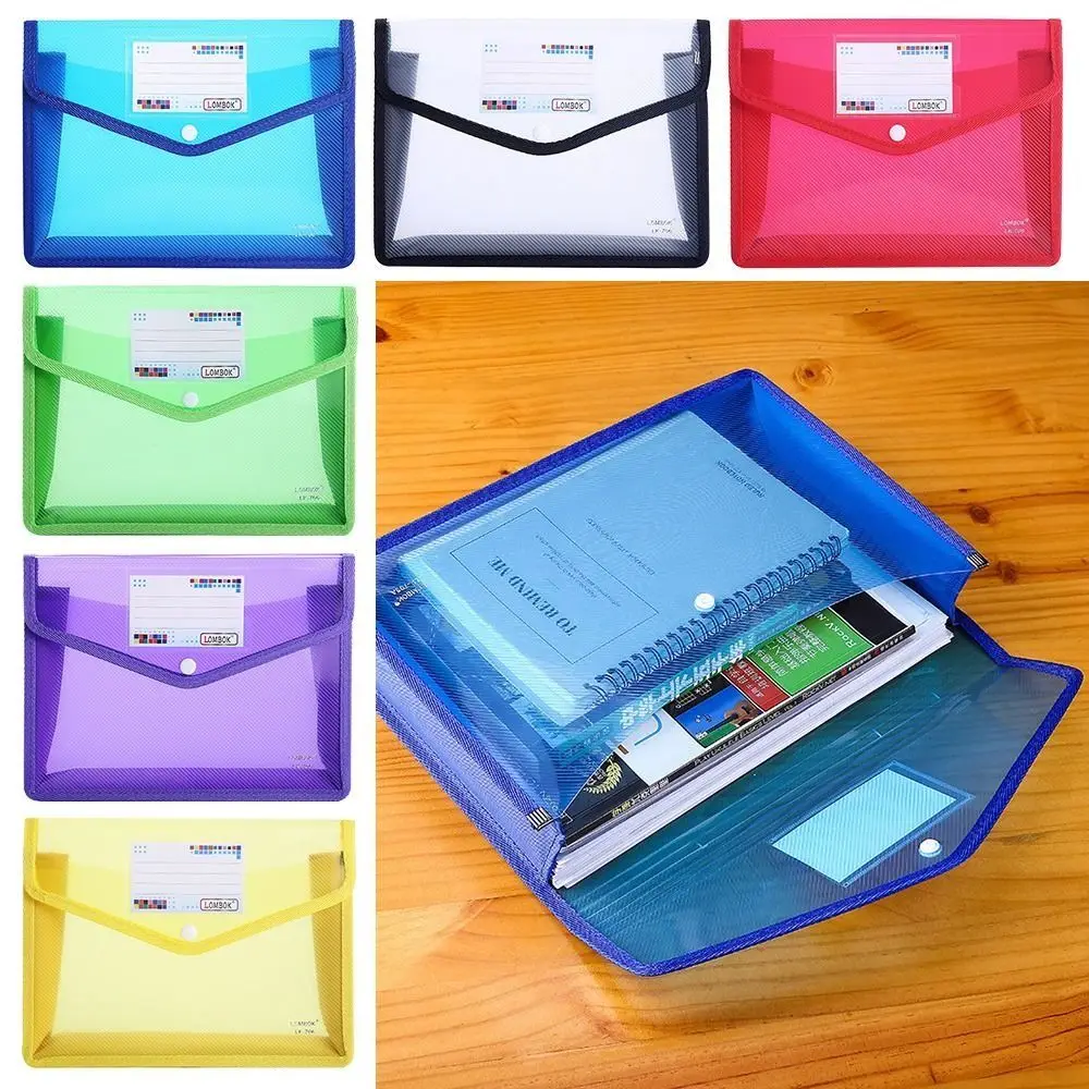 A5 Plastic File Folders Large Capacity Office Document Bag Pouch Envelope Folder