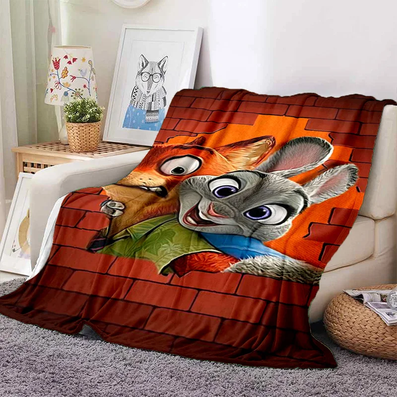 3D Zootopia Cartoon Animal Judy Soft Blankets,Keep Warm Throw Blanket Comfortable Blanket for Picnic Beds Sofa Home Bedroom Kids