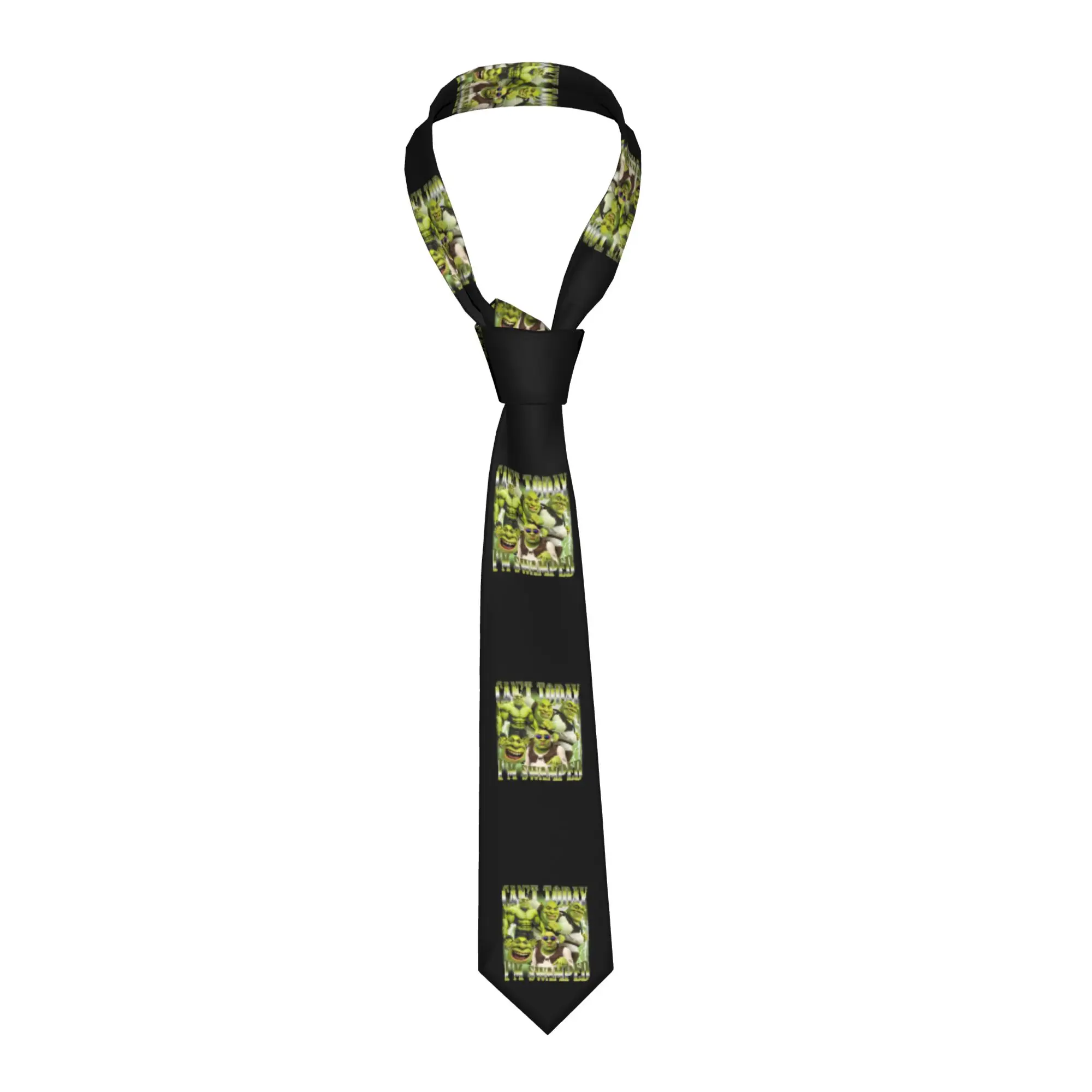 

Индивидуальный забавный галстук Шрек «Сегодня я занят» для мужчин, формальный, с мультяшным аниме-принтом, шелковый, офисный