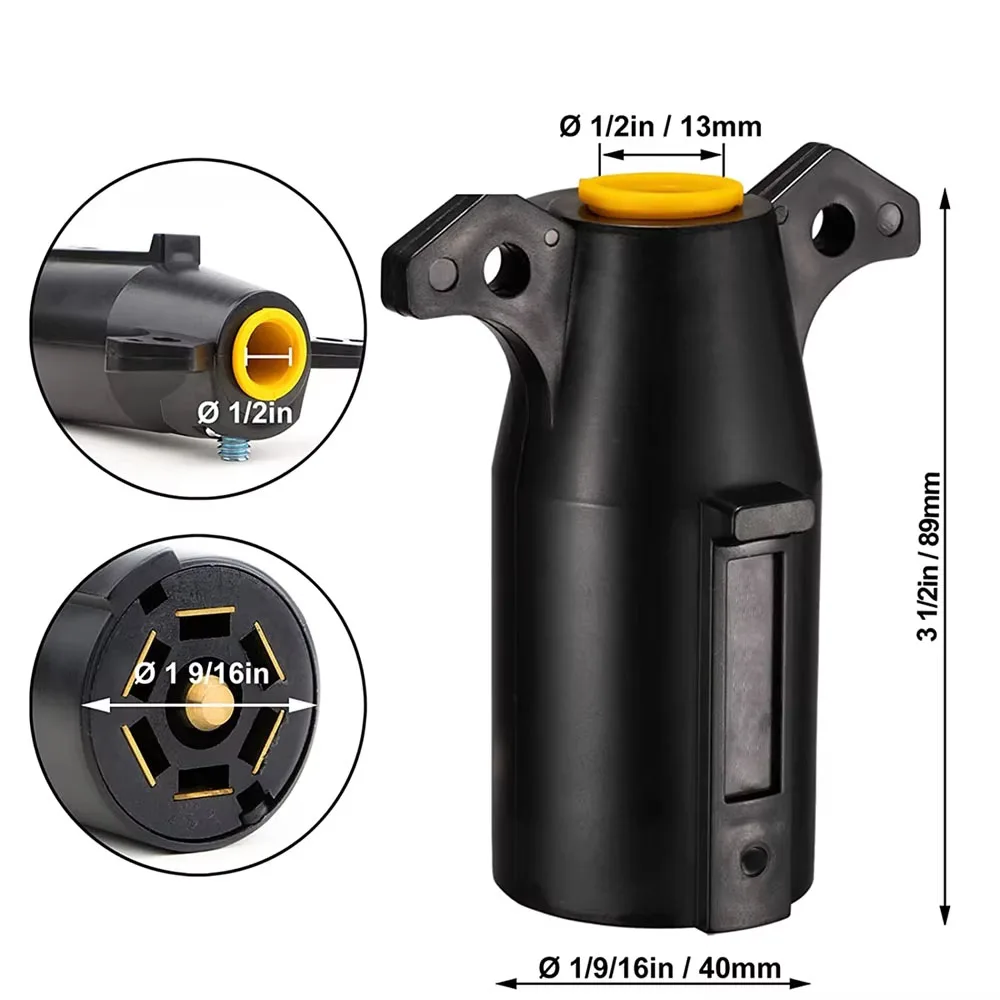 American style 7-pin 7 Way Trailer Towing Blade Round Socket Plug Connector Adapter 12V 7 PIN Plug Adapter For Trailer RV Yacht