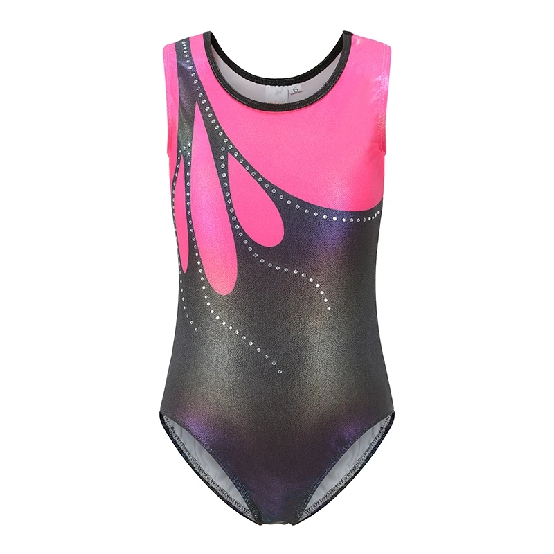 One-Piece Girls Sleeveless Dancewear Shiny Diamond Gymnastics Leotard Children Kids Ballet Performance Dance Wear