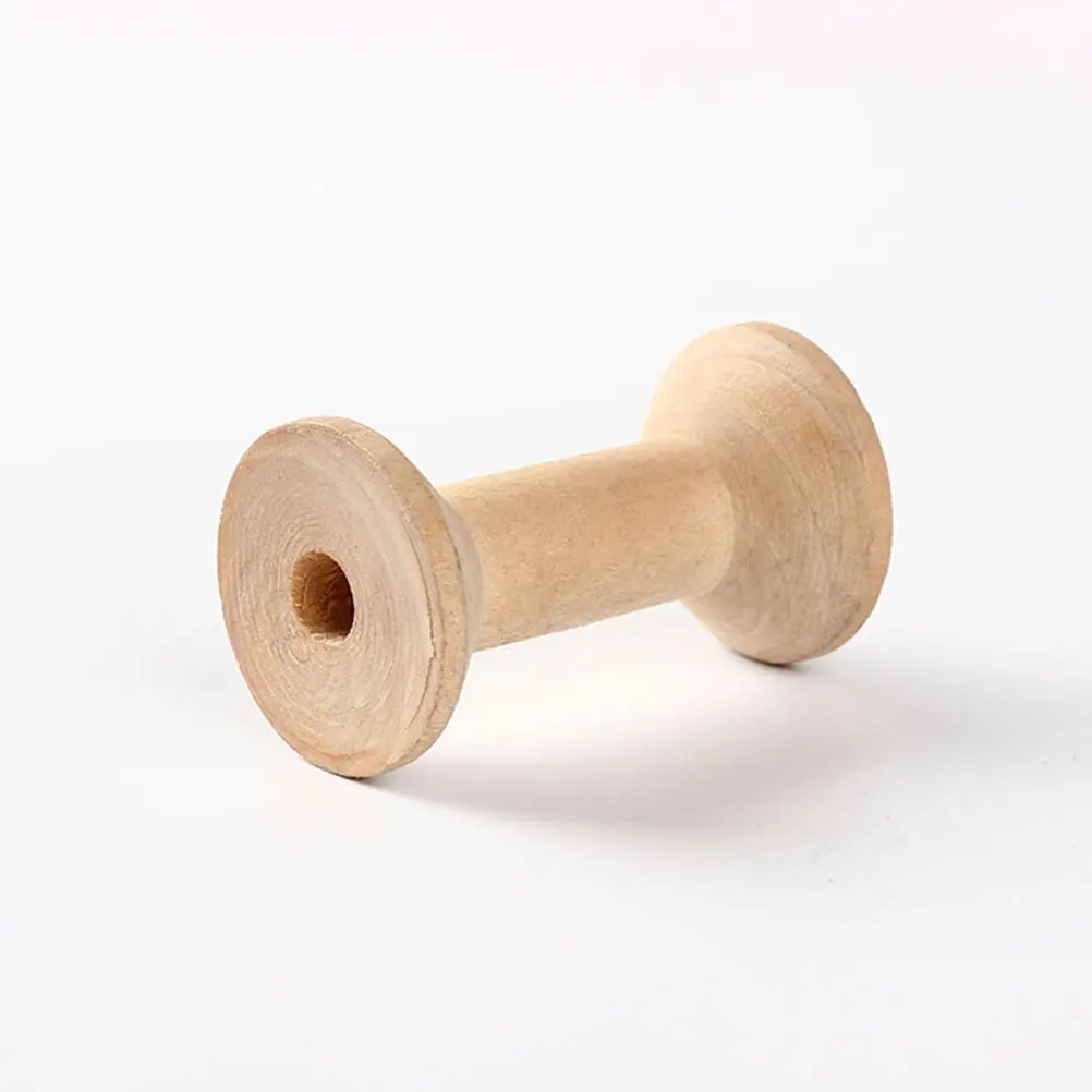 

20Pcs Vintage Wooden Spools Unfinished Smooth Surface Ideal for DIY Thread Rolling Craft Spools Weaving Bobbins Light Yellow