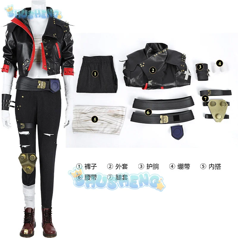 Arcang2 lol VI أزياء تنكرية معطف جلد للرجال والنساء بدلة موحدة لحفلة الهالوين ملابس لعب الأدوار Shusheng